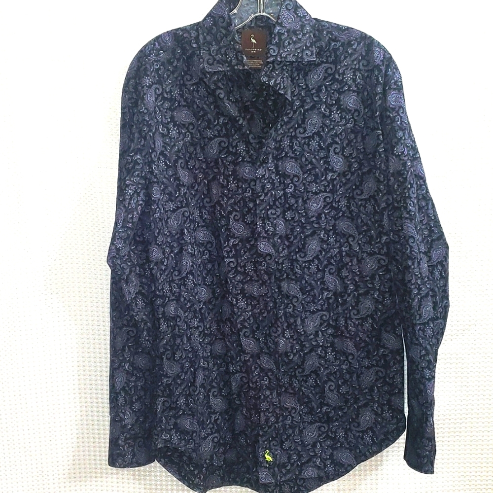 Tailorbyrd Purple Paisley Button Down Shirt Size Medium